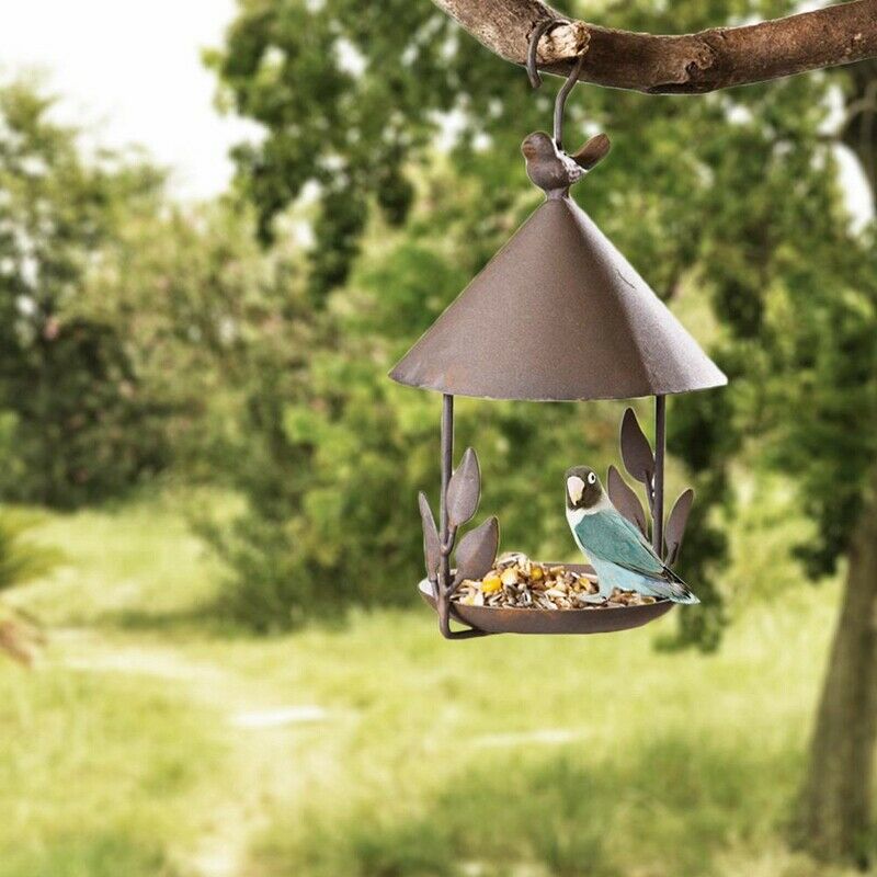 Bird Feeder Bird Outdoor Iron Rainproof Windproof Hanging Style Feeder for
