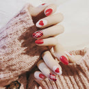 red heart acrylic nail tips short false nails art fingernails 24pcs/set -Q