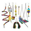 8pcs Bird Parrot Swing Toys Chewing Hanging Hammock Bell Pet Climbing Ladder Kw