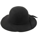 Stylish Kids Girls Wide Brim Retro Felt Bowler Floppy Cap Cloche Hat-black