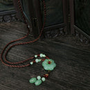 Ethnic Necklace Glass Glazed Flower Natural Stone Choker Necklace Handmade