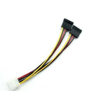 4 Pin IDE Male Molex to 2 port  SATA Y Splitter Female HDD Power Adapter Cable