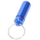 5X( Royal Blue Aluminum Pill Tablet Case Box Cylinder Holder w Keyring C7W7)