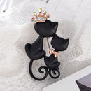 Crown Cats Rhinestone Brooch Badge Jacket Sweater Lapel Shirts Pins Jewelry