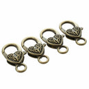 10Pcs Gift Lobster Clasps Heart Bronze Tone 26mmx14mm(1"x4/8")
