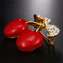 Enamel Rhinestone Crystal Red Cherry Brooch Pin Banquet FruitsSuitsPin/JewelryJ3