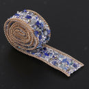 Beaded Bridal Motif Rhinestone Wedding Appliques W/ Faux Sapphire for Crafts