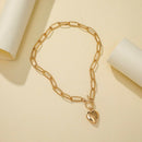 Metal Love Heart Pendant Necklace Women Simple Chain Neck Choker Jewelry