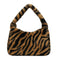 Women Winter Fur Handbag Plush Soft Shoulder Underarm Bag (Brown Zebra)