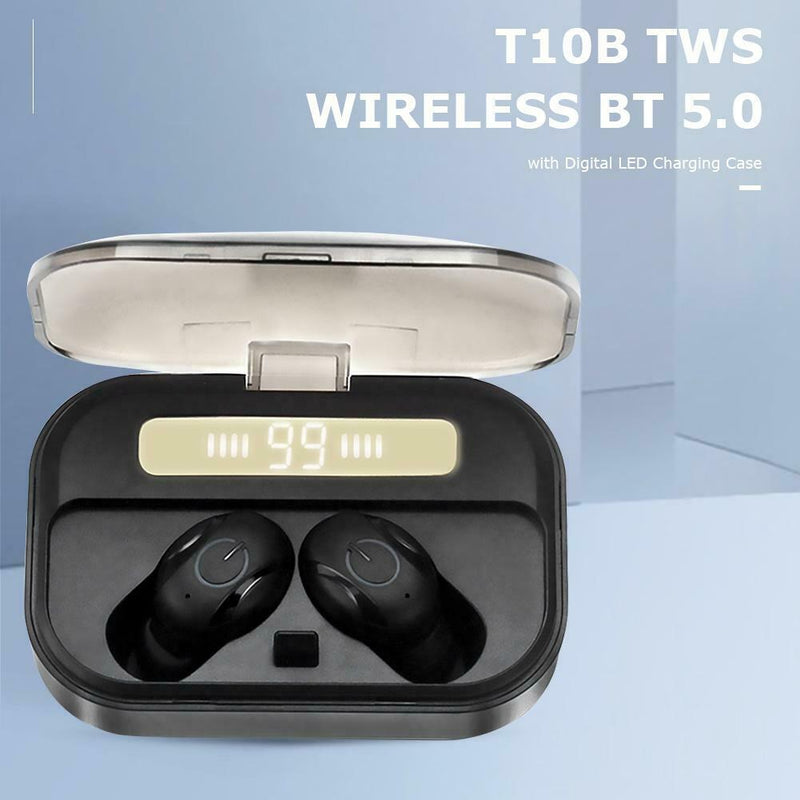 T10B TWS Wireless Bluetooth Stereo Earphones with Digital LED Charging Case