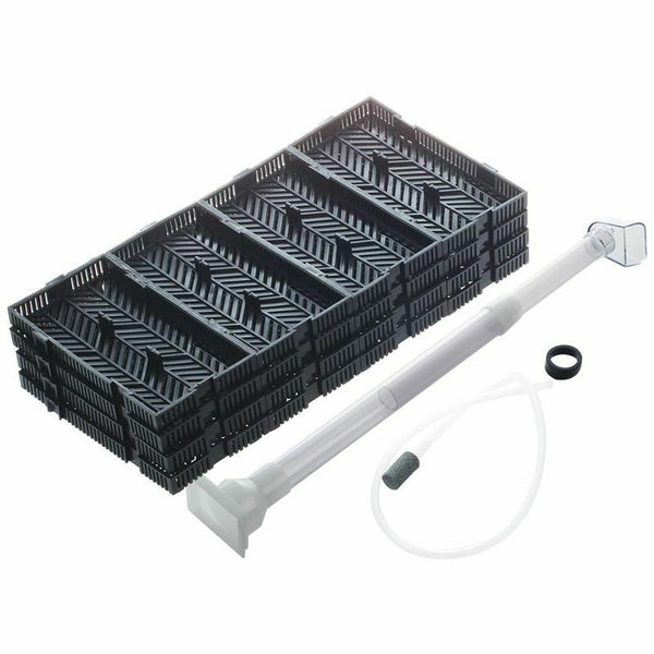 16 Pcs Black Plastic Aquarium Undergravel Filter + Air Line Hose + Tube S9E2