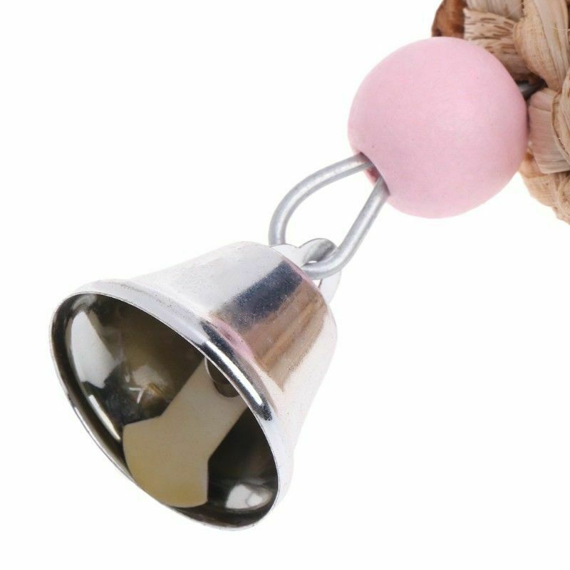 Bird Parrot Toys Natural Wooden Grass Chewing Bite Hanging Cage Accessories