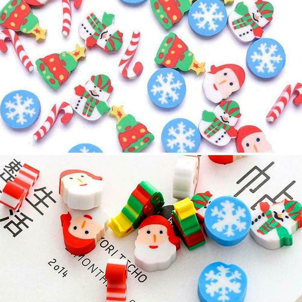 30PCS Creative Christmas Rubber eraser stationery Cartoon  for school students