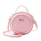 Women Round Shoulder Bag Alligator PU Circle Zip Crossbody Handbag (Pink)