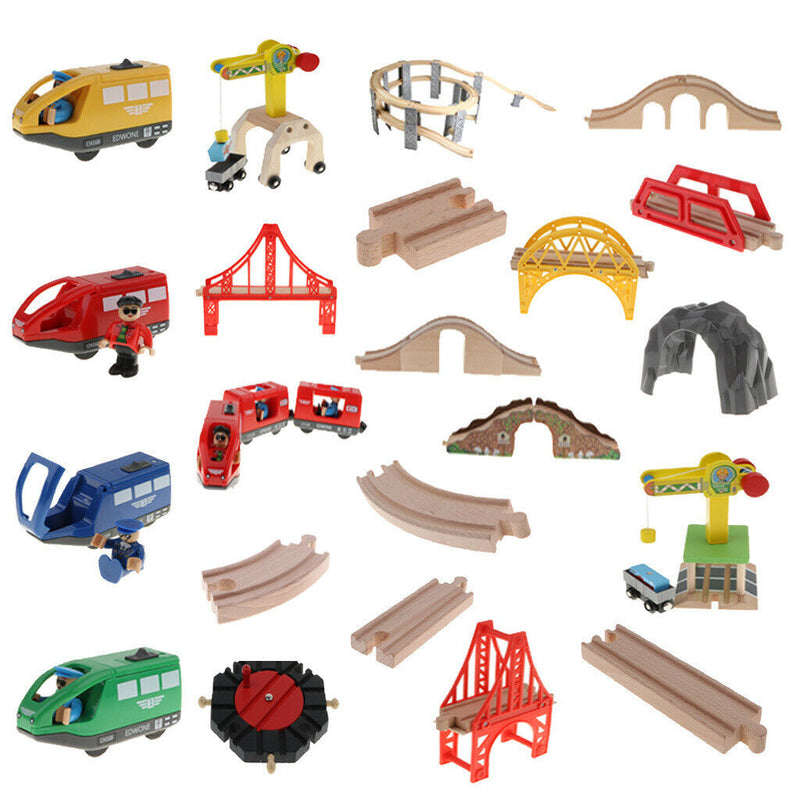 Preschool Train Puzzles, Wooden Train Track Accessories, Track Crane Freight Car