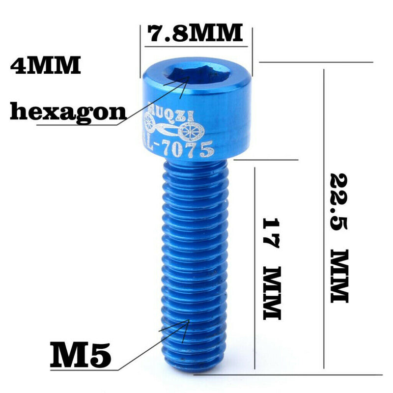 16x Aluminum Alloy Bike Stem Screw Bicycle Bolts M5x17mm Road Mountain Bike Bolt