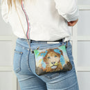 DIY Lion Special Shaped Diamond Painting Women Leather Chain Crossbody Bags
