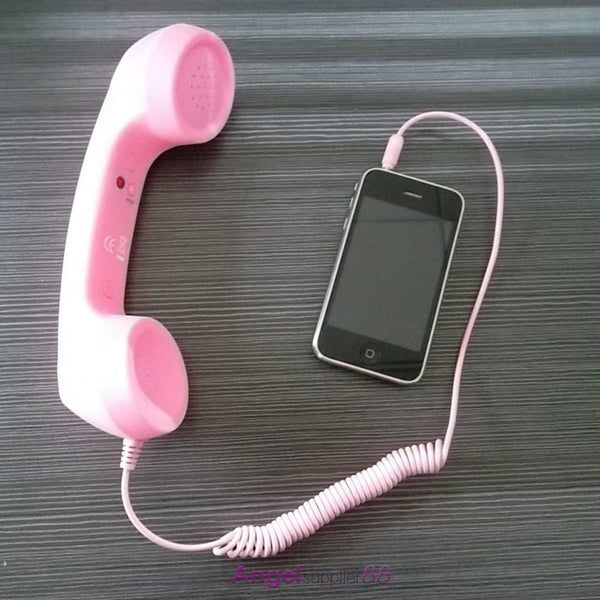 Retro Radiation Proof Phone Handset 3.5 MM Socket(Pink)