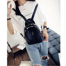 Small Women Backpacks Rivet Zipper Pu Leather Student Backpack Fashion Bag  R9Q6