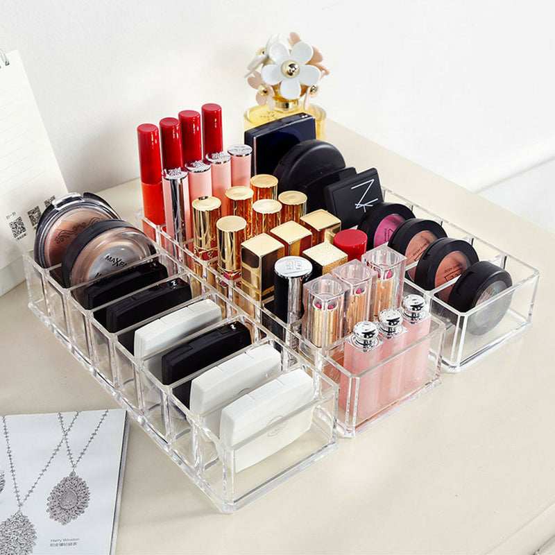 8 Lattices Facial Power Makeup Brush Holder Cosmetic Storage Box Case Organizer