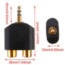 Dual 2-RCA Phono Female to 3.5mm Plug Stereo Male Y Splitter Audio Adapter
