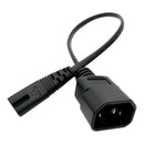 IEC320 C14 Male To C7 Female 0.98ft 2 Prong 0.75