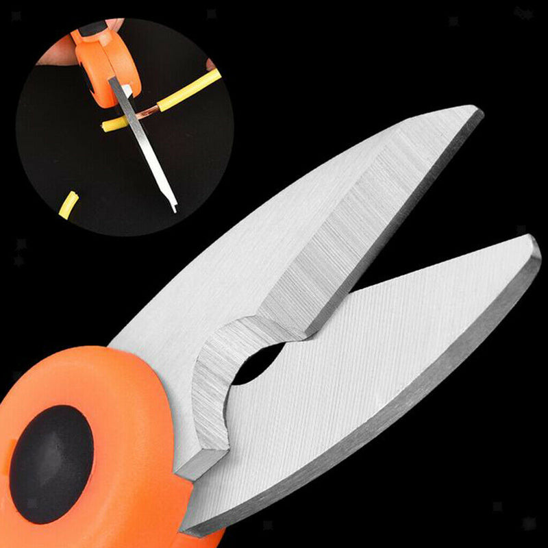 Electrician Electrical Scissors for Cables Fabrics Tool 14.5x7.5cm,Black Red