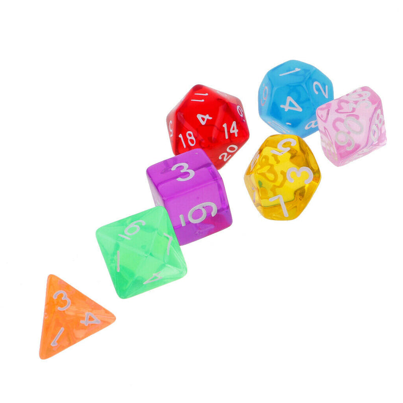 7x 16mm Dice d20 d12 d8 d10 d6 d4 Die Polyhedral for D&D Wargaming Player