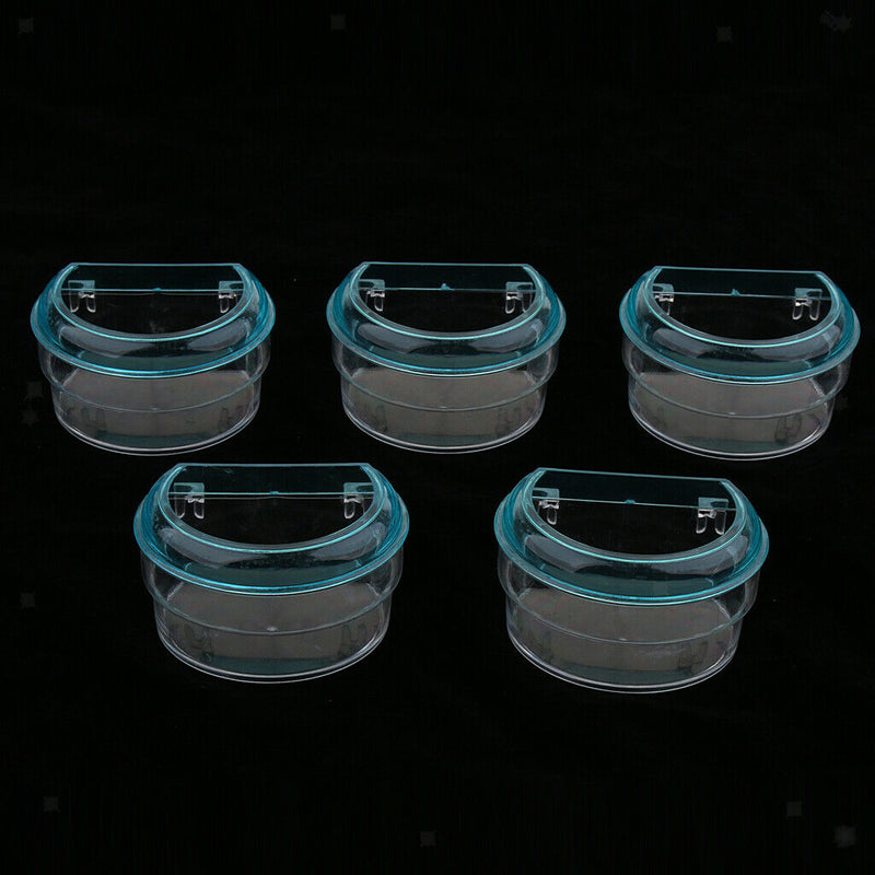 Pack of 5, Bird Parrot Clear Acrylic Feeding Cups Cage Hanging Bowl Seed Water
