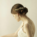 WomenGold Alloy Long Leaves Vine Hair Comb Wedding Bridal Hair Jewelry