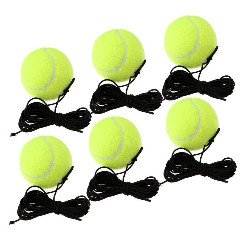 Set of 6 Rubber Tennis Training Balls on A Rope