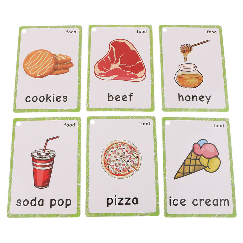 35Pcs Kids Durable Sight/Picture Word Flash Cards About Food for Ages