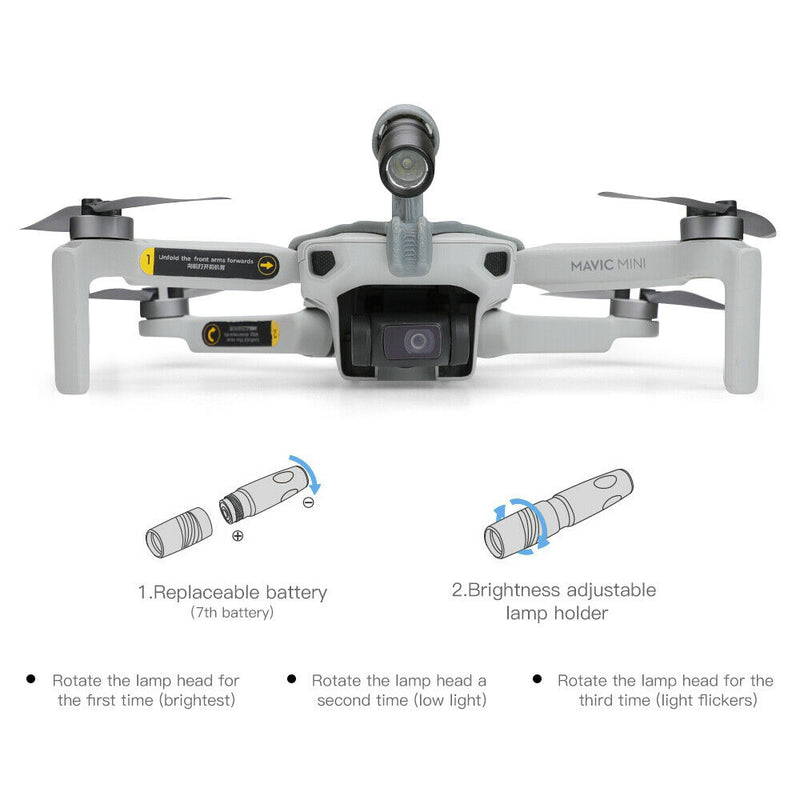LED Light Night Flight Searchlight Adjustable Flashlight Bracket for Mavic Mini