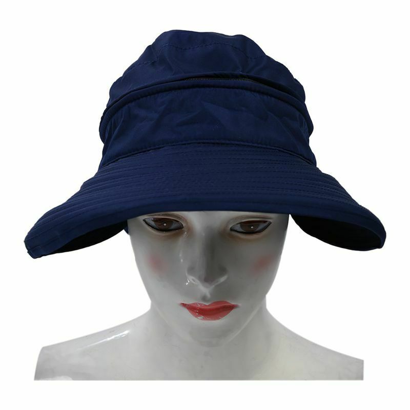 Summer Fashion Bowknot Big Visor Cap Beach Sun Hat Dark blue A3X8