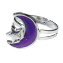Moon and Star Shape Color Change Emotion Feeling Mood Ring Changeable Band