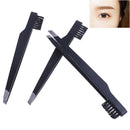 Stainless steel hair removal eyebrow tweezers clip with comb double`makeup`to 3C