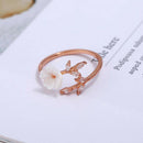Fashion Zircon Crystal Leaf Flower Crystal Finger Open Rings Women Jewelry Gift