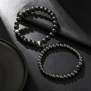 2pcs Hematite Natural Stone Bracelet Men Matte Lava Volcanic Beads Jewelry Gifts