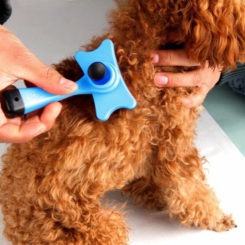 Pet Brush Hair Fur Shedding Trimmer Grooming Rake Comb Brush Tools-Blue D2G9