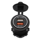 DC 12-24V Waterproof Dual USB Port Charger Quick Charge 3.0 LED Red