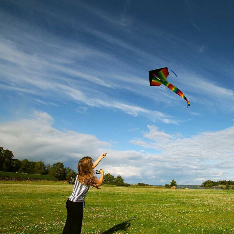 Huge Rainbow Kite For Kids For Outdoor Games Activities Summer Fun Flying Kite