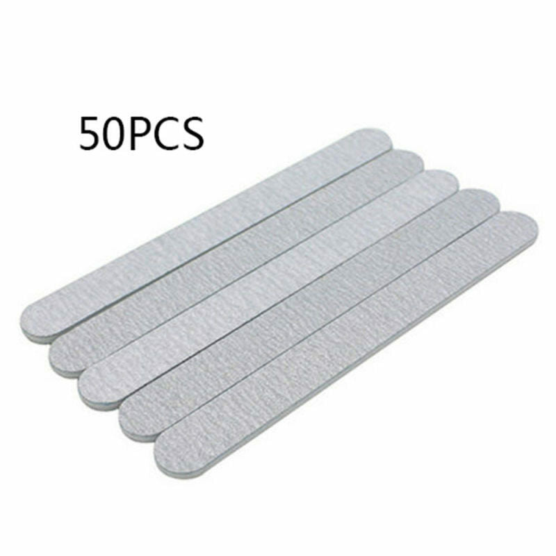 50 x Nail Files 100/180 Grey Round Double Side Grit Nail Art Tools Manicure