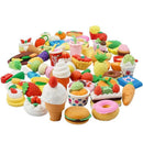25PCS Pencil Erasers Assorted Food Cake Dessert Puzzle Toys Earsers For Kid