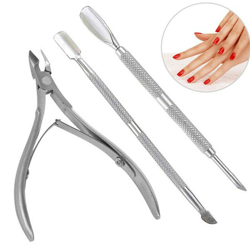 Nail Cuticle Nipper with Trimmers Pusher Pack of 3 Manicure Scraper Tool A3E5