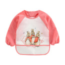 Cartoon Full Sleeve Baby Bib Waterproof Paint Feeding Apron (Orange Rabbit)