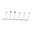6 Pieces Stainless Steel L Shaped Nose Stud Rings Bar  20g