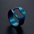 Wedding Bottle Opener Ring Stainless Steel Bike Ring Mens Bar Accessory Blue