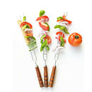 6PCS BBQ Barbecue Steel Grilling Kabob Skewers Needle Wooden Handle