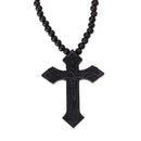 Prayer BEADS Ball Chain Cross Crucifix Wooden Pendant Unisex NECKLACE