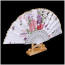 Floral Oriental Dance Party Wedding Folding Hand Fan Lace - White J6M8